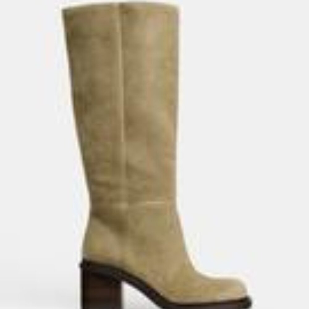 Zara Heeled Suede Knee High Boots NEW!